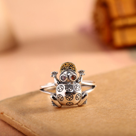 vue cocmplète de la Bague Crapaud Gardien des Trésors