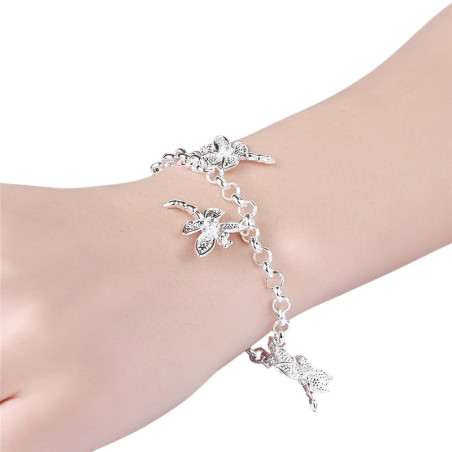 Bracelet Libellule Danse Élégante Argent Sterling