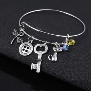 Magnifique Bracelet Charms Libellule Vintage