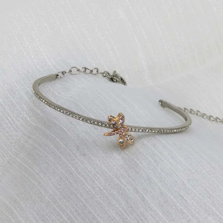 Magnifique Bracelet Libellule Cristalline Dorée