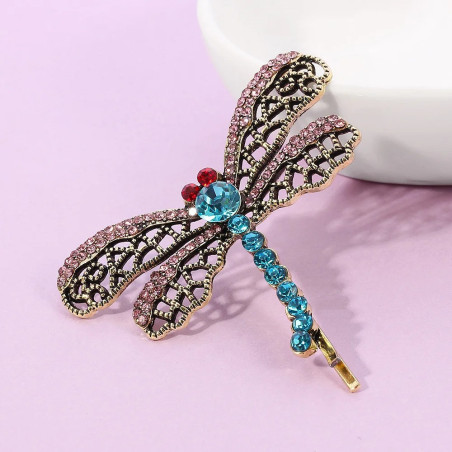 Magniffique Barrette Libellule Élégance avec strass