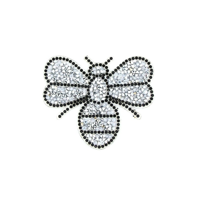 écussons patchs abeille en strass argent