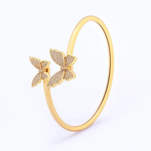 Pulsera Mariposa Dorada con Cristales | Joya Ajustable Mujer