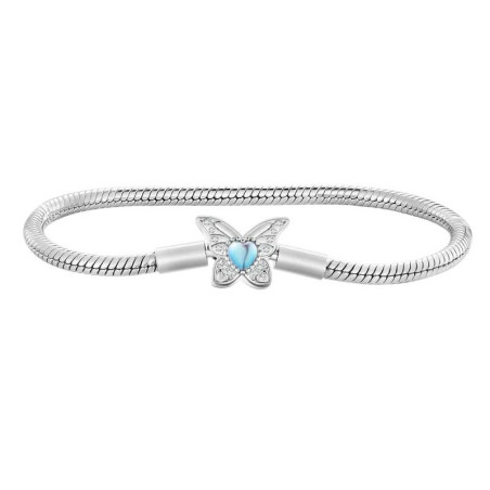 détaills du Bracelet Papillon Argenté Cœur Azur
