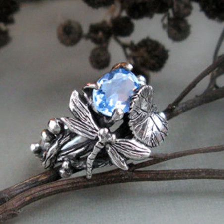 Anillo Libélula Azur Encantada con Circón Azul | Joya Única