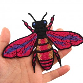 écusson grande abeille brodée Rose