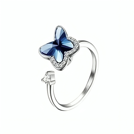 Magnifique Bague Papillon Cristal Saphir