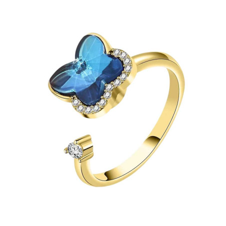 Bague Papillon Doré Cristal Océan