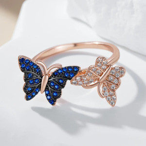 Magnifique Bague Papillon Duo d'Éclat en 2 couleurs