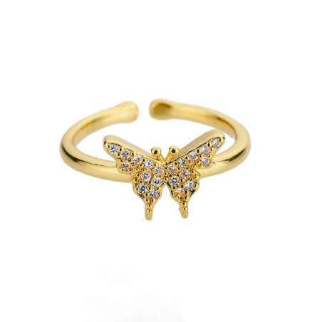 Bague Papillon Cristal Doré