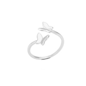 Bague Papillon Duo Minimaliste couleur argent