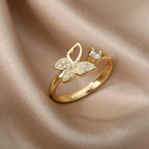 Bague Papillon Doré Étincelant