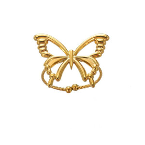 Anillo Mariposa Grande Dorado | Joya Elegante y Ajustable
