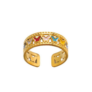 Anillo Mariposa Arcoíris Dorado | Regalo Original para Mujer