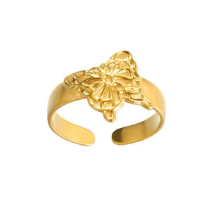 Anillo Mariposa Dorada Tallada – Elegancia Minimalista y Atemporal