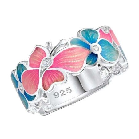 Anillo Mariposa Brillo Primaveral – Joya Colorida en Plata 925