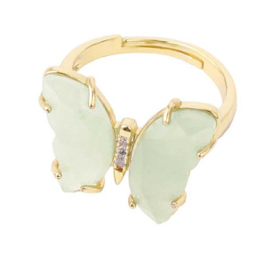 Anillo Mariposa Aventurina - Joya con Piedra Natural y Circón