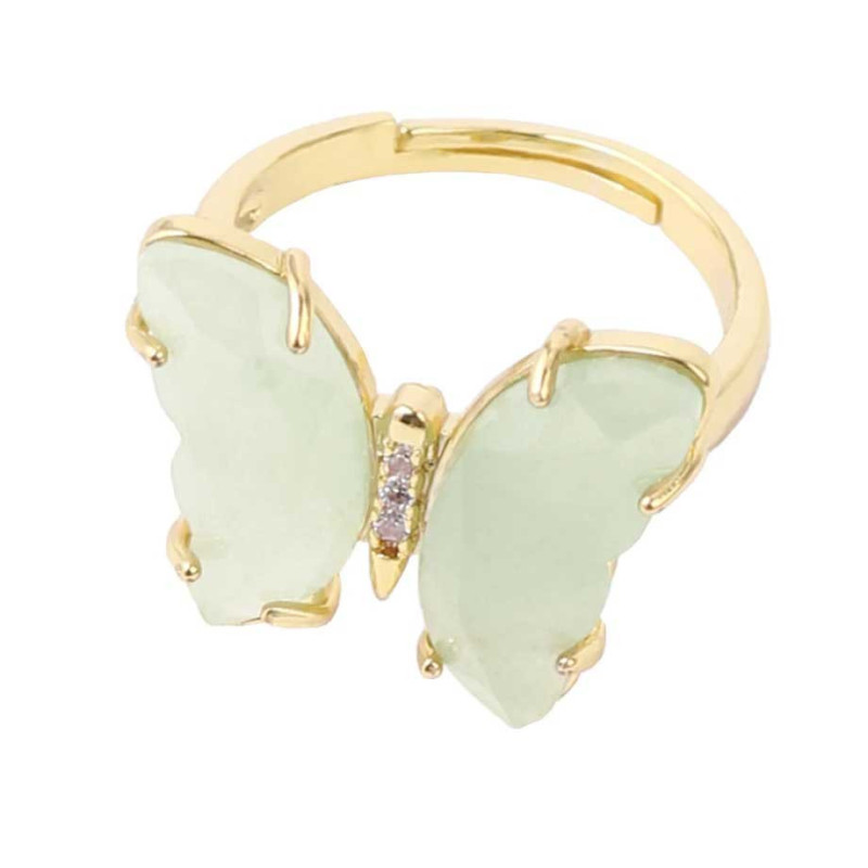 Anillo Mariposa Aventurina - Joya con Piedra Natural y Circón