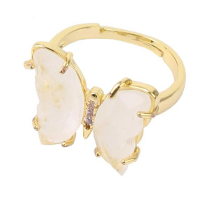Anillo Mariposa de Cristal Dorado | Joya Ajustable y Elegante
