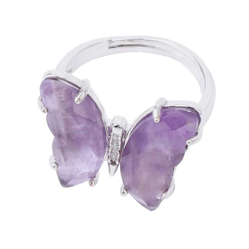 Anillo Mariposa Amatista Plateado - Elegancia y Serenidad