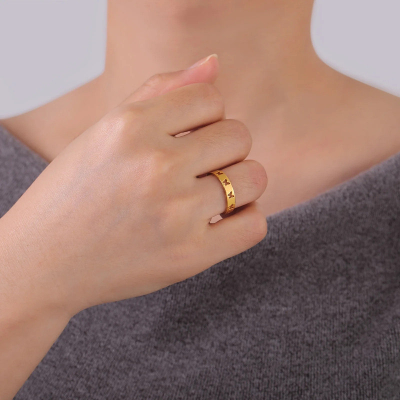 Anillo Mariposa Grabado "Vuelo de Mariposas" | Acero Inoxidable