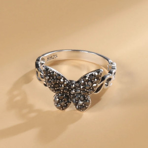 Anillo Mariposa Destello Nocturno Plata de Ley 925 Vintage