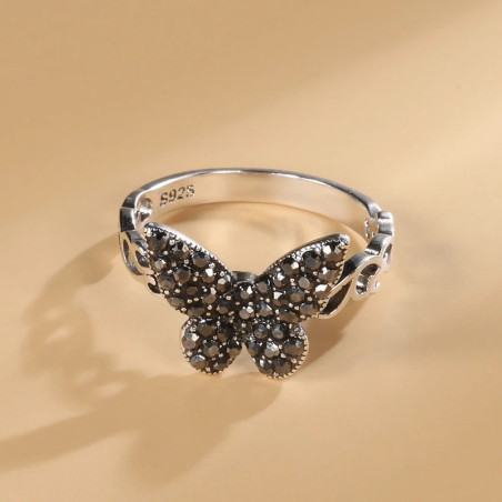 Anillo Mariposa Destello Nocturno Plata de Ley 925 Vintage