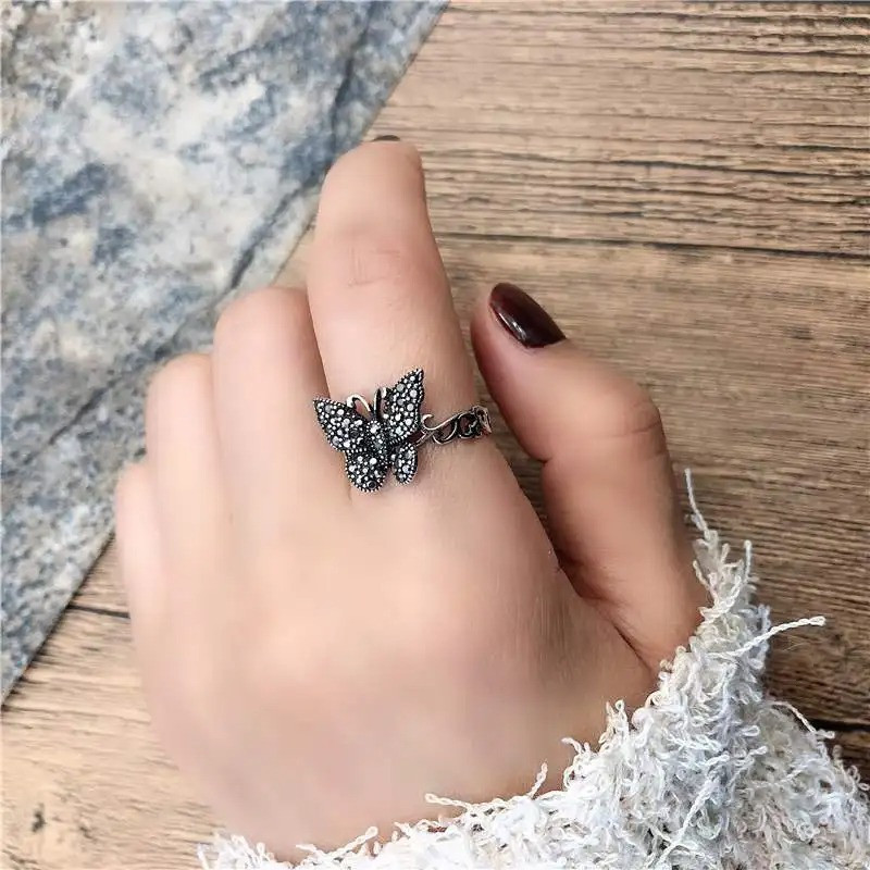 Anillo Mariposa Destello Nocturno Plata de Ley 925 Vintage