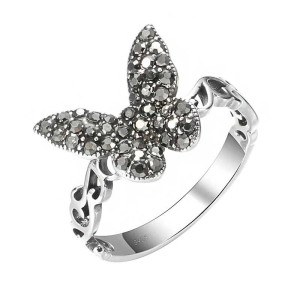Anillo Mariposa Destello Nocturno Plata de Ley 925 Vintage