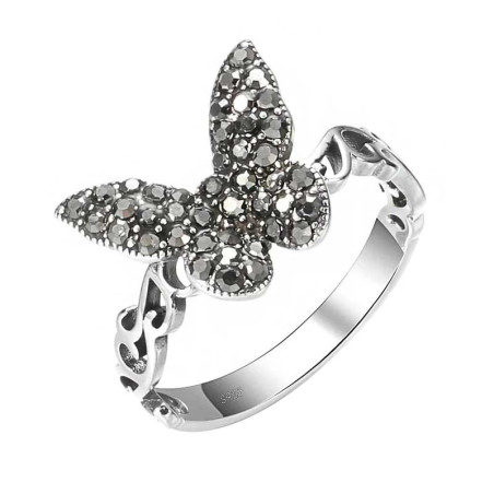 Anillo Mariposa Destello Nocturno Plata de Ley 925 Vintage
