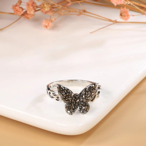 Anillo Mariposa Destello Nocturno Plata de Ley 925 Vintage
