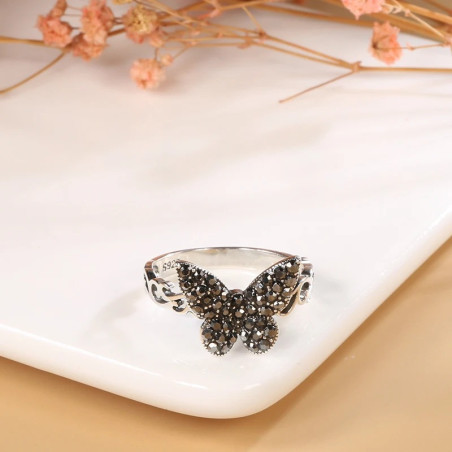 Anillo Mariposa Destello Nocturno Plata de Ley 925 Vintage