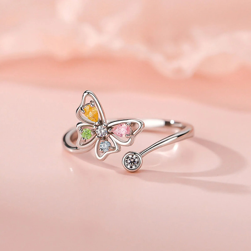 Anillo Mariposa Multicolor - Plata de Ley | Joyas Elegantes