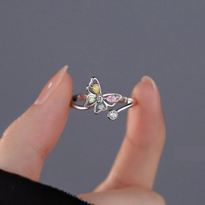 Anillo Mariposa Multicolor - Plata de Ley | Joyas Elegantes