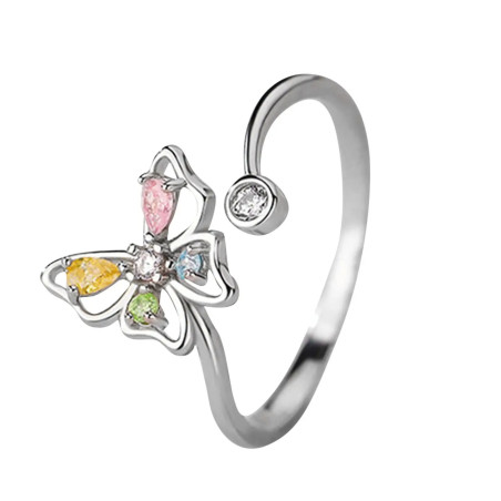 Anillo Mariposa Multicolor - Plata de Ley | Joyas Elegantes