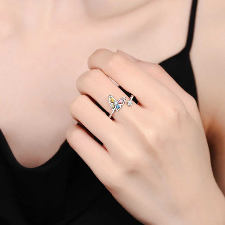 Anillo Mariposa Multicolor - Plata de Ley | Joyas Elegantes
