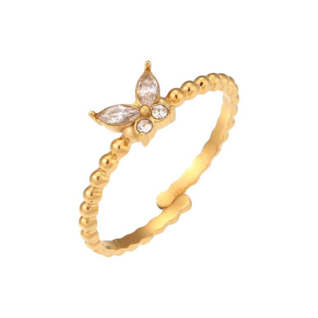 Anillo Mariposa Dorado Destello de Colores | Joya Elegante