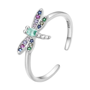 Anillo Libélula Plata 925 'Arcoíris Místico' – Joya Elegante