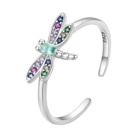 Anillo Libélula Plata 925 'Arcoíris Místico' – Joya Elegante
