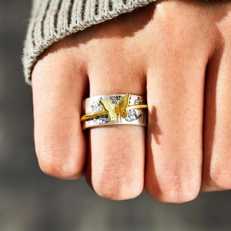 Anillo Mariposa 'Abrazo Floral' Vintage - Elegancia y Poesía