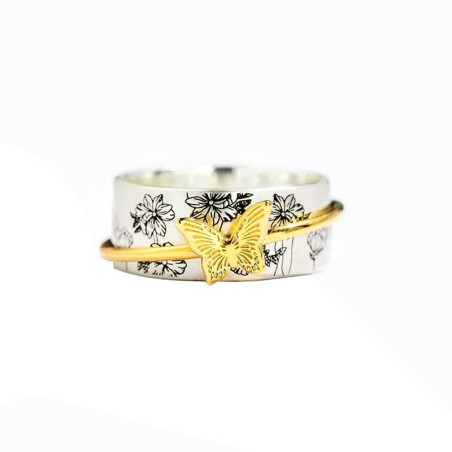 Anillo Mariposa 'Abrazo Floral' Vintage - Elegancia y Poesía