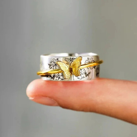 Anillo Mariposa 'Abrazo Floral' Vintage - Elegancia y Poesía
