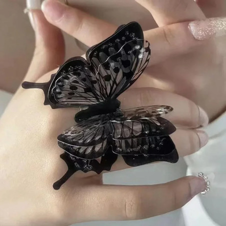 Anillo Mariposa 'Misterio Negro Gótico Chic' - Elegancia y Misterio