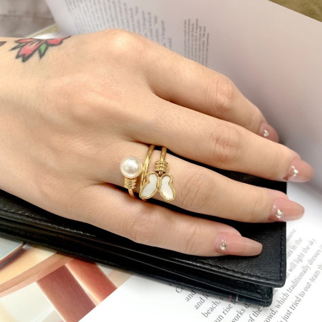 Anillo Mariposa 'Perla Radiante' - Elegancia y Refinamiento
