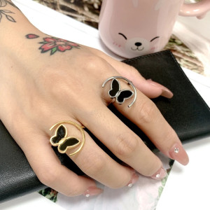Anillo Mariposa 'Luna Mística' - Acero Inoxidable Oro/Plata