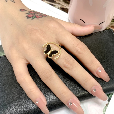 Anillo Mariposa 'Luna Mística' - Acero Inoxidable Oro/Plata