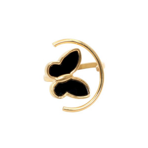 Anillo Mariposa 'Luna Mística' - Acero Inoxidable Oro/Plata