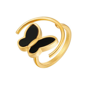 Anillo Mariposa 'Luna Mística' - Acero Inoxidable Oro/Plata