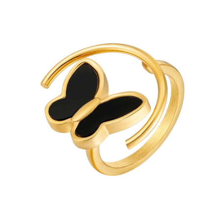 Anillo Mariposa 'Luna Mística' - Acero Inoxidable Oro/Plata