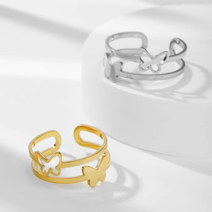 Anillo Mariposa Minimalista | Joya Ajustable en Oro y Plata